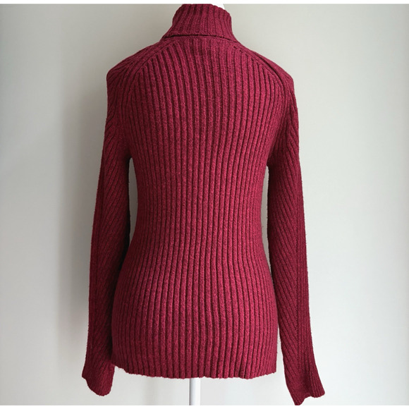 SUNDANCE Ribbed Knit Turtleneck Fitted Sweater Cotton Silk Stretchy Red S - Picture 8 of 13